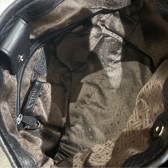 ✨🖤COLE HAAN Black Pebbled Leather Shoulder Purse Bag w/Adj. Buckle Straps 🖤✨ - Picture 9 of 17